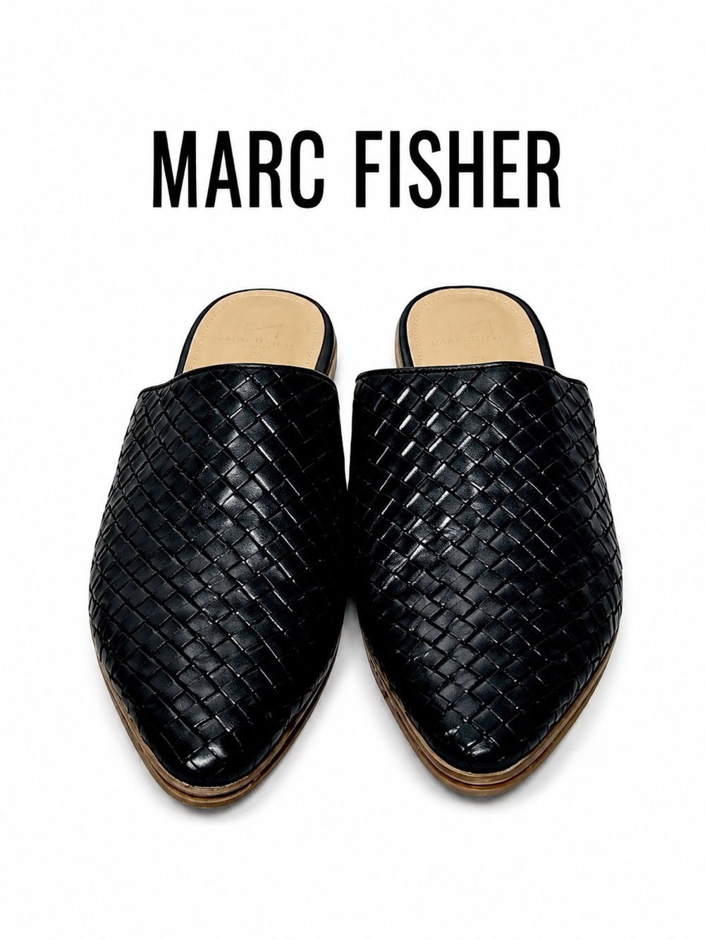 MARC FISHER LTD ‘Garren’ Genuine Leather Woven Mules Size 8.5